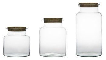 Set of glass vases with cork W-332 / W-332A / W-332B