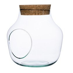 Glass jar vase W-456A+side hole+cork H:19cm D:19cm