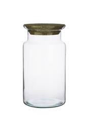 Glass jar vase W-332S2 with cork H:30cm D:16,5cm