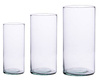 A set of glass cylinders 18x6,5, 20x8,5, 23x10cm