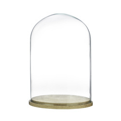 Glass cover with wooden beech stand W-315L H:27 cm D:17 cm