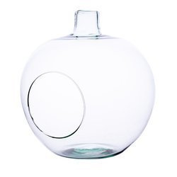 Glass vase apple+side hole H24cm