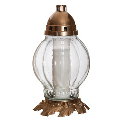 Glass vase grave candle UFO/W optic H:22cm D:30cm