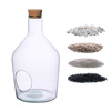 Glass bottle vase H:37cm D:21cm W-545A+side hole+cork+substrate set