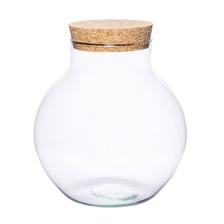 Glass ball vase W-503I + cork H:19,5cm D:19cm