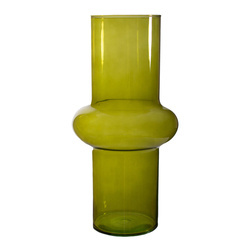 Coloured glass vase W-706A H:31cm D:15,5cm olive