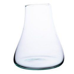 Hand blown molten glass 15-18cm flat bottom