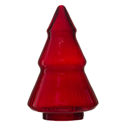 Glass christmas tree ribbed red W-741  H:22cm D:14cm