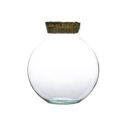 Glass ball vase W-487A+bark cork H:19,5cm D:19cm