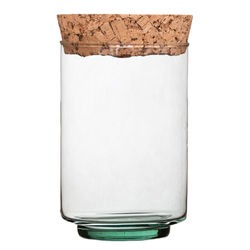 Glass jar vase W-797 coarse grained cork H:21,5cm D:13cm