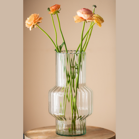 Glass vase W-734A optic stammered H:30cm D:16,5cm OUTLET