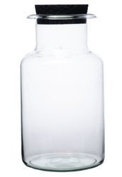 Glass jar vase WOZ-09+rubber cork H:27cm D:14cm