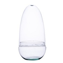 Glass terrarium egg side hole W-542A+W-542 H:26cm D:12,8cm