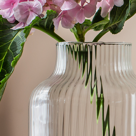 Glass jar ribbed vase W-395K1 H:25cm D:14,5cm