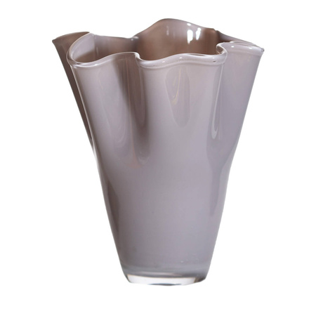 Glass tulip vase flounce gray H: 24cm D: 20cm