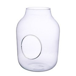 Glass jar vase W-456+side hole H:27cm D:19cm