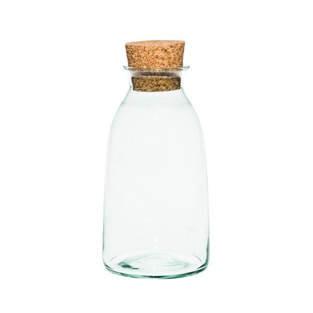 Glass boottle vase W-245+cork H:18cm D:9,5cm