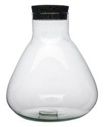 Glass vase W-378+rubber cork H:24cm D:23cm