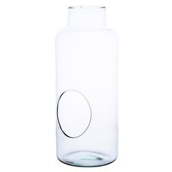 Glass jar vase W-395K+side hole H:35cm D:14,5cm