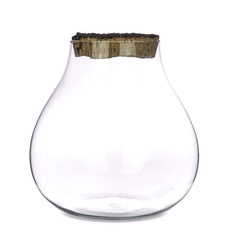 Glass vase W-594A + bark cork H:25cm D:22cm