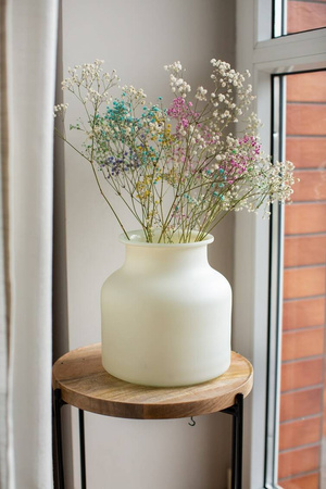 Cream mat jar vase WOZ-01 H:21cm D:21cm