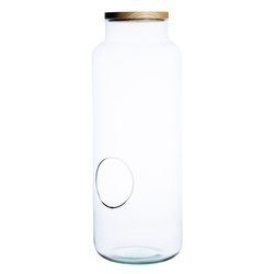 Glass jar vase W-395L+side hole+desk H:51cm D:19cm